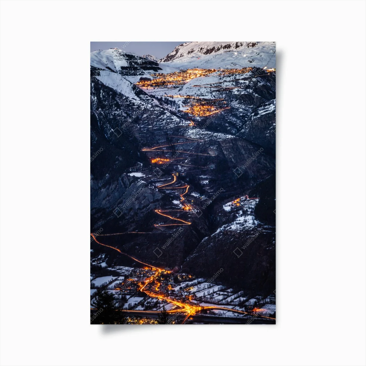 Plakat Alpe d'Huez nocna wspinaczka po krętej drodze – Wallissimo® Plakat Alpe d'Huez nocna wspinaczka po krętej drodze – Wallissimo®