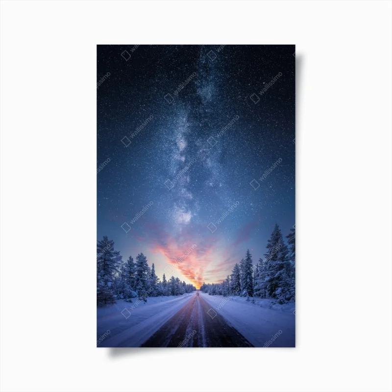 Plakat droga do mlecznej drogi o wschodzie słońca