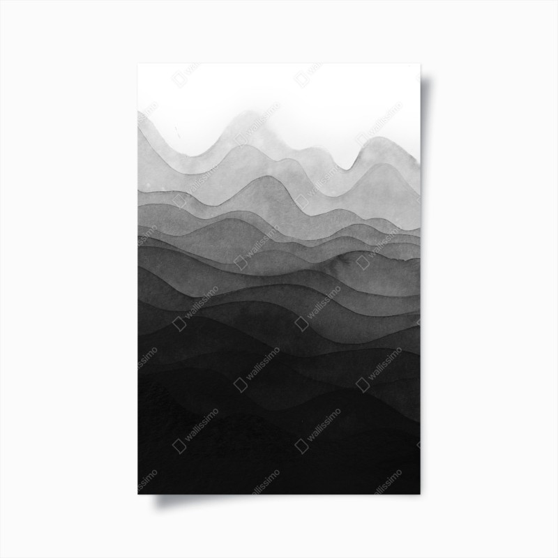 Plakat monochromatyczne warstwowe góry