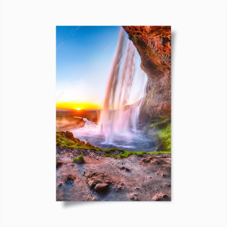 Plakat Seljalandsfoss wodospad o zachodzie słońca – Wallissimo®