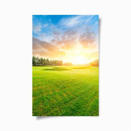 Plakat słoneczna łąka i las o wschodzie słońca – Wallissimo®
