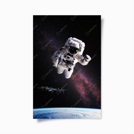 Plakat astronauta nad Ziemią i galaktyką – Wallissimo®