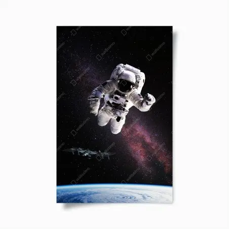 Plakat astronauta nad Ziemią i galaktyką – Wallissimo®