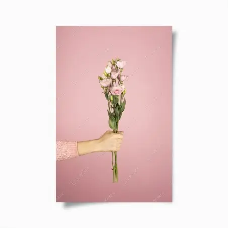 Plakat delikatny różowy bukiet eustomy – Wallissimo®