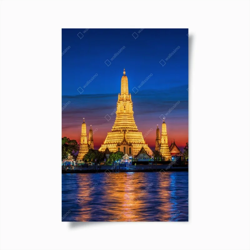 Plakat złote Wat Arun o zmierzchu