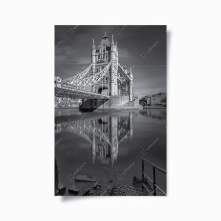 Plakat Tower Bridge odbicie w odcieniach szarości – Wallissimo®