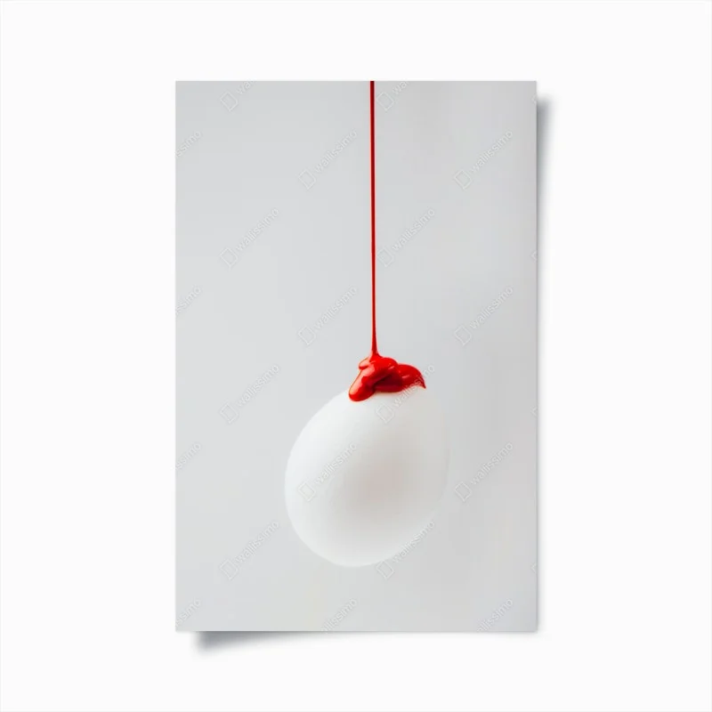 Plakat czerwona kropla na białym jajku