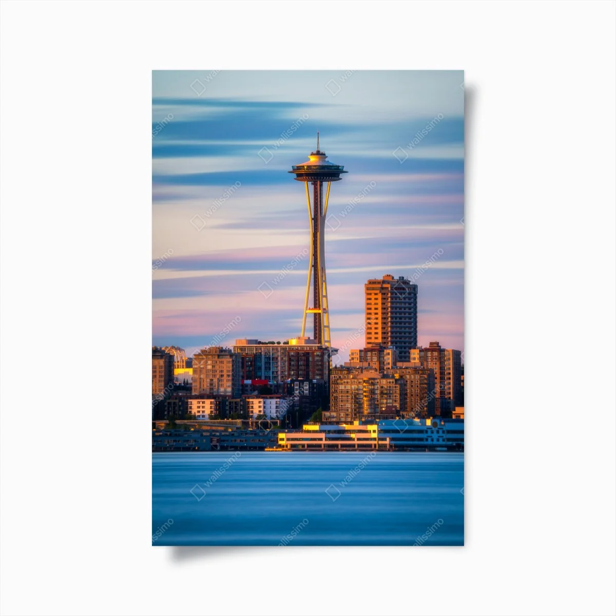 Plakat panorama Seattle ze Space Needle o zachodzie słońca – Wallissimo® Plakat panorama Seattle ze Space Needle o zachodzie słońca – Wallissimo®