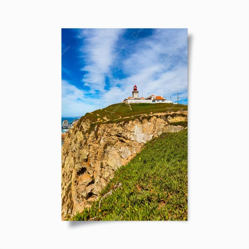 Plakat latarnia morska na klifach Cabo da Roca