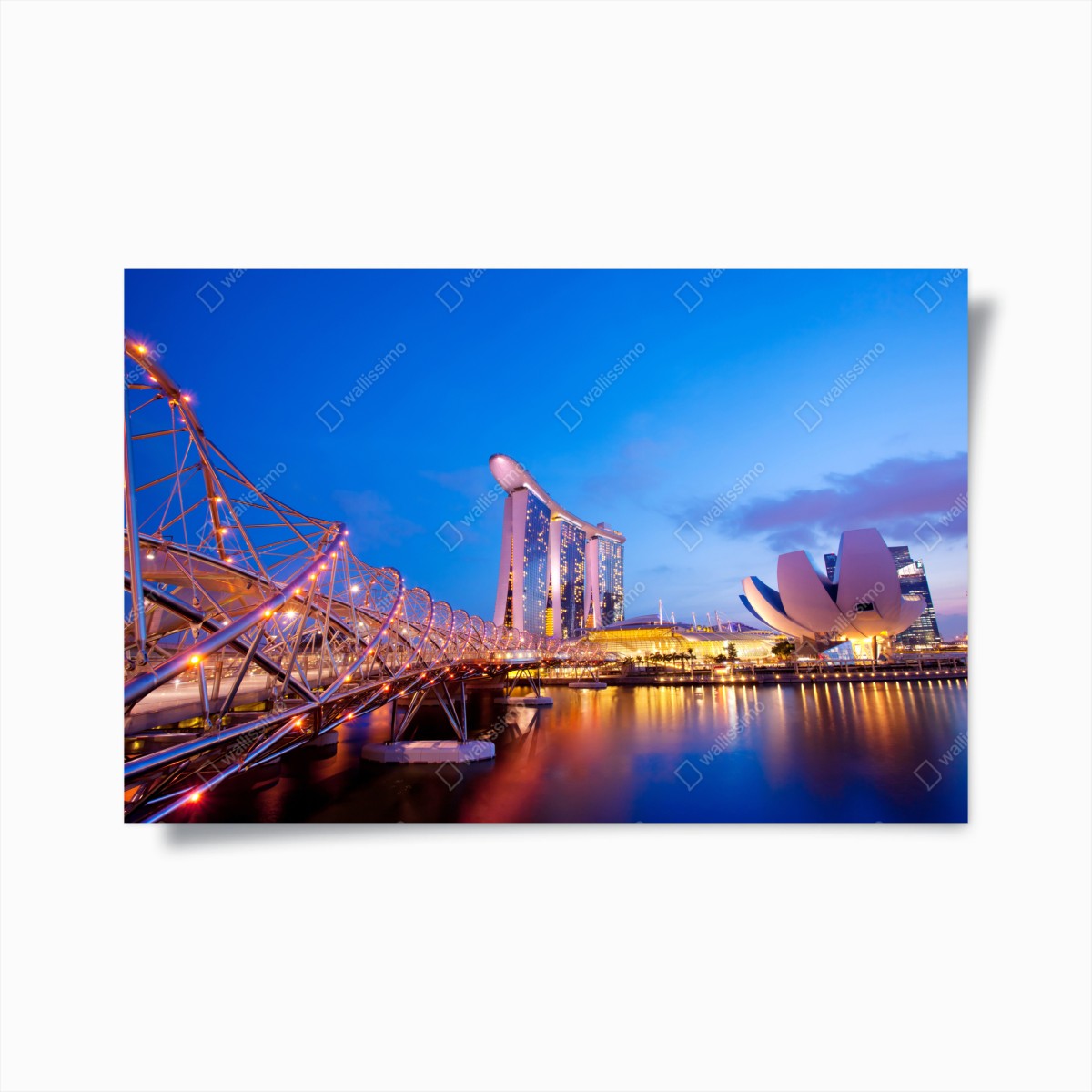 Plakat panorama Marina Bay o zmierzchu – Wallissimo®