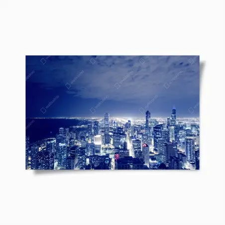 Plakat Chicago nocna panorama miasta – Wallissimo®