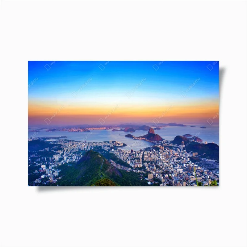 Plakat panorama Rio de Janeiro o zachodzie słońca