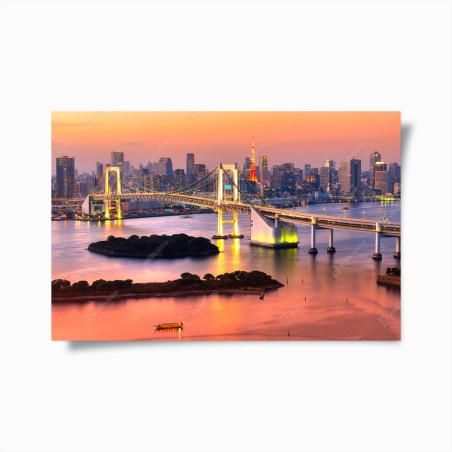 Plakat Tokio panorama o zachodzie słońca – Wallissimo®