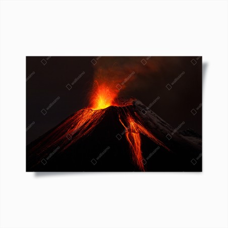 Plakat płonący wulkan nocą – Wallissimo®