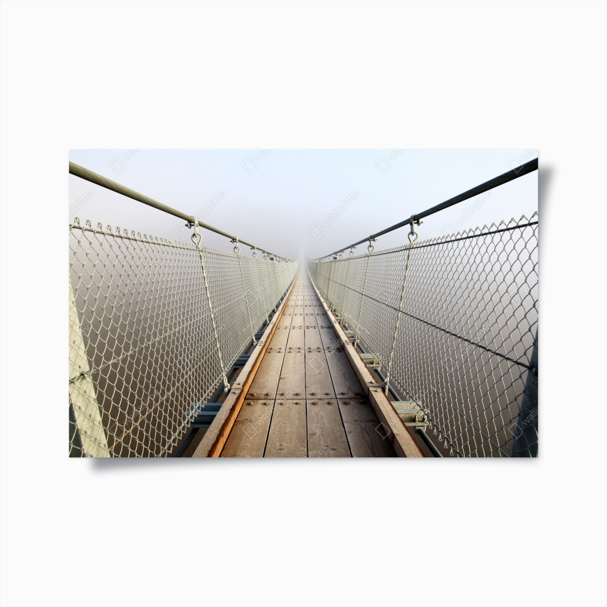 Plakat mglisty most wiszący prowadzący w mgłę – Wallissimo®