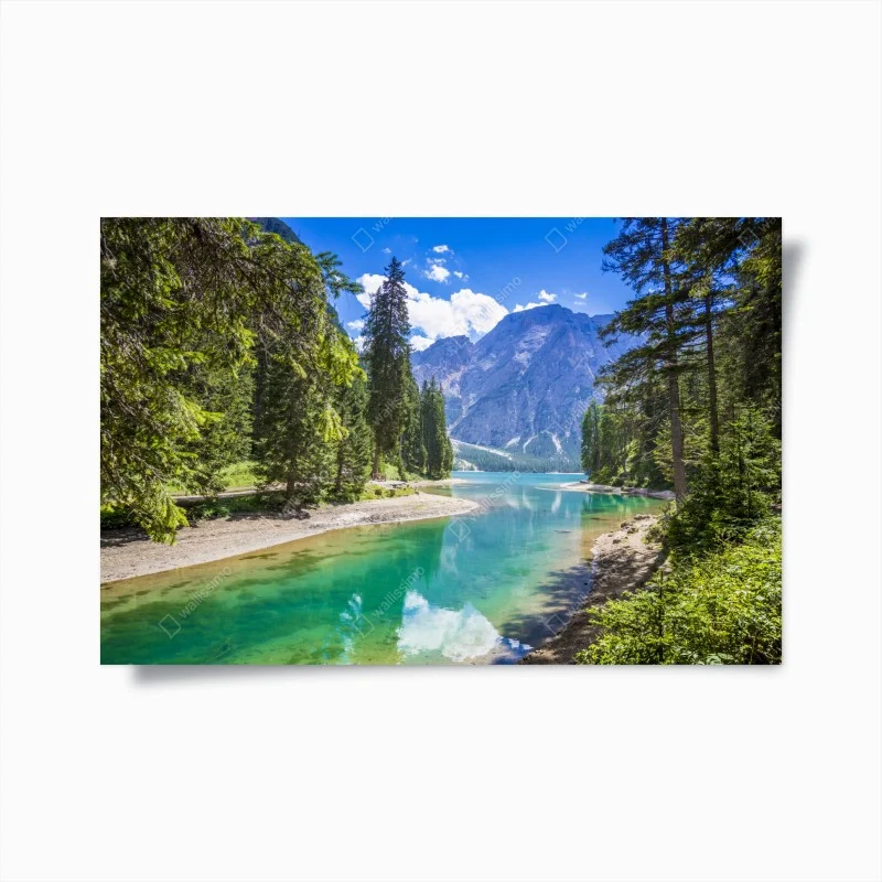 Plakat Pragser Wildsee turkusowe górskie jezioro