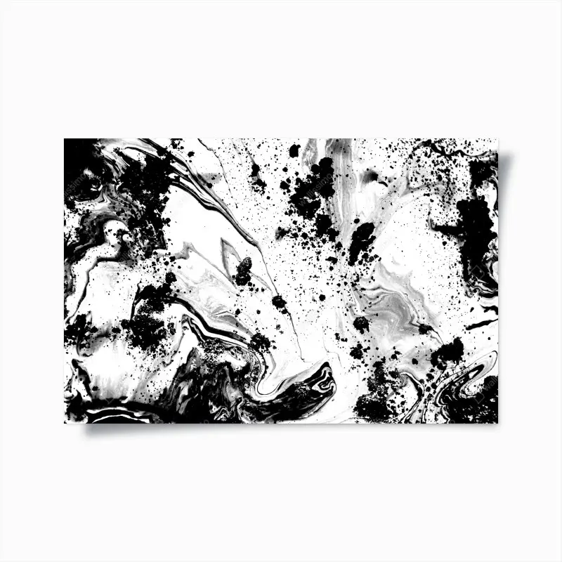 Plakat monochromatyczny marmur atramentowy abstrakcja