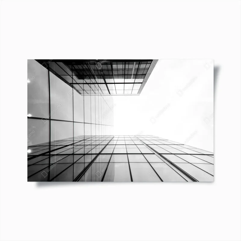 Plakat minimalistyczna perspektywa szklanego wieżowca