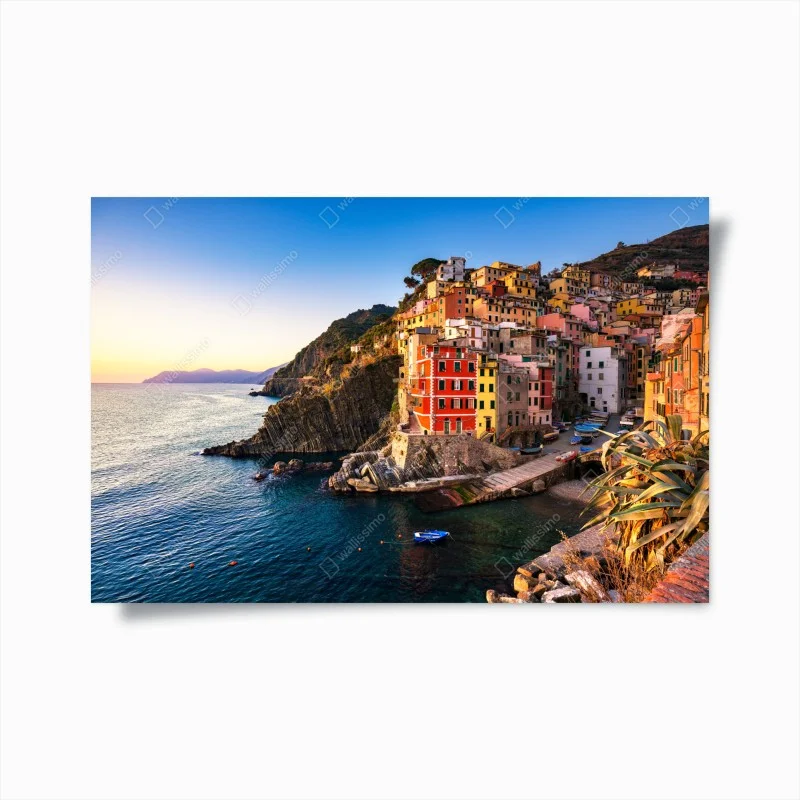 Plakat zachód słońca nad Riomaggiore, Cinque Terre