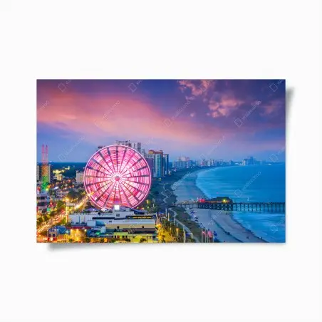 Plakat Myrtle Beach zachód słońca z diabelskim młynem – Wallissimo®