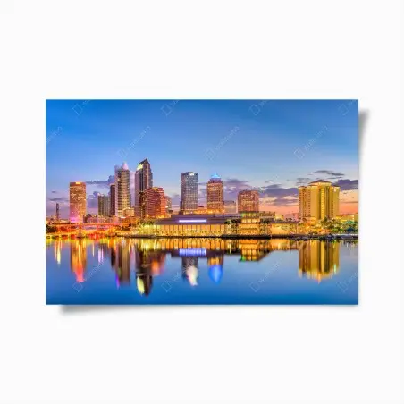 Plakat panorama Tampy o zmierzchu – Wallissimo®