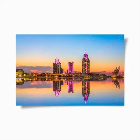 Plakat panorama Mobile o zachodzie słońca – Wallissimo®