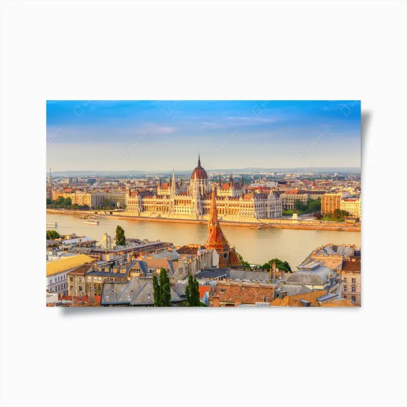 Plakat Budapeszt panorama z parlamentem nad Dunajem
