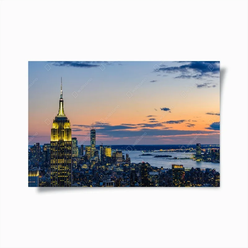 Plakat panorama Nowego Jorku o zmierzchu