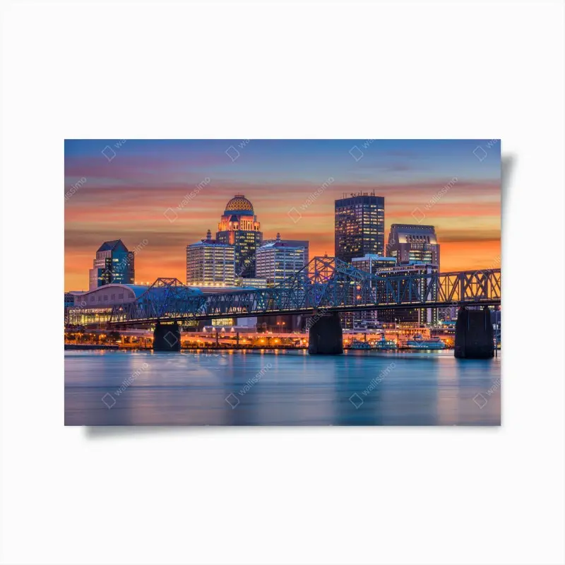 Plakat Louisville panorama o zachodzie słońca
