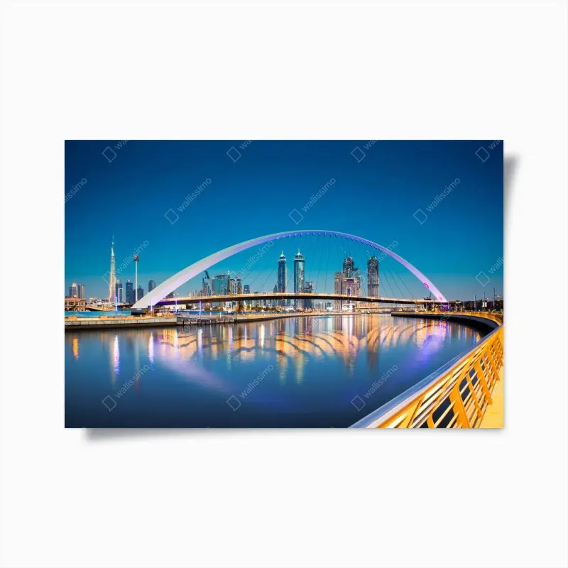 Plakat Dubaj panorama miasta z oświetlonym mostem – Wallissimo®