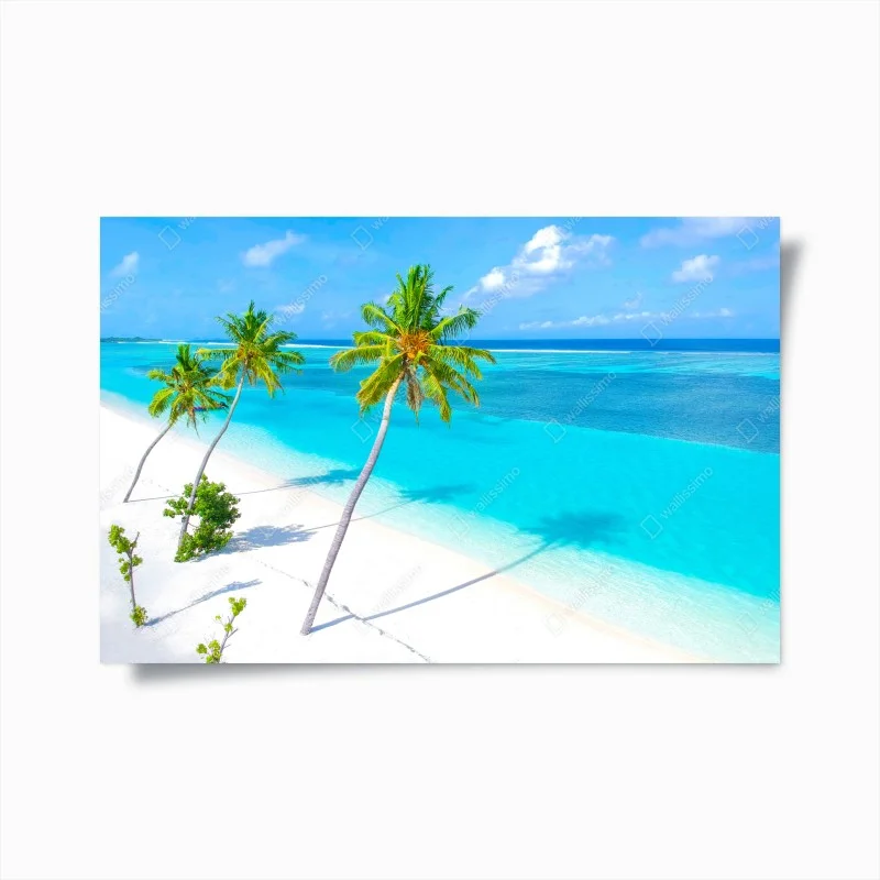 Plakat tropikalna turkusowa plaża z palmami
