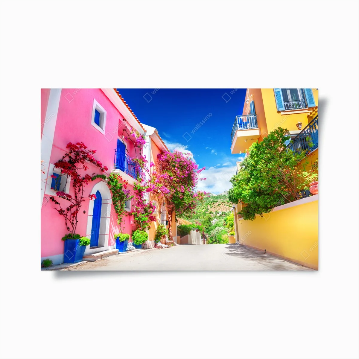 Plakat kolorowa uliczka na Kefalonii – Wallissimo® Plakat kolorowa uliczka na Kefalonii – Wallissimo®