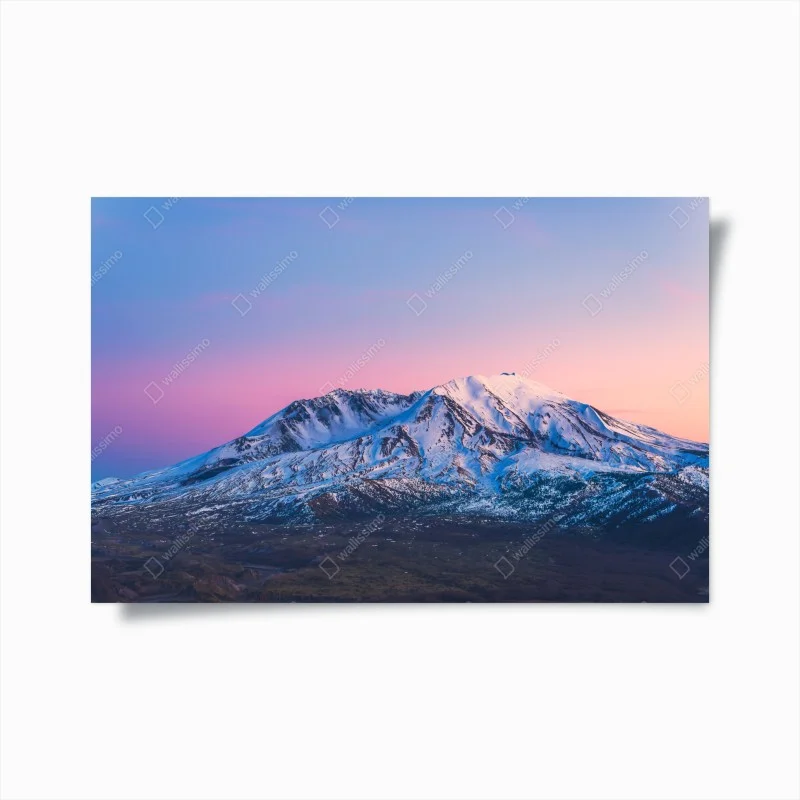 Plakat zachód słońca nad Mount St. Helens w zimie