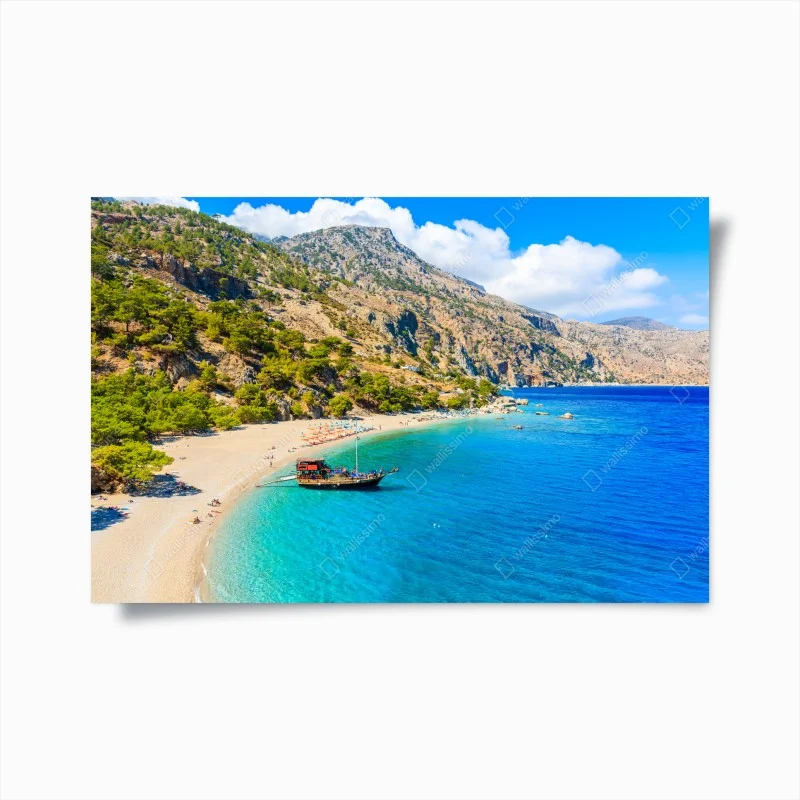 Plakat żaglówka na plaży Apella, Karpathos