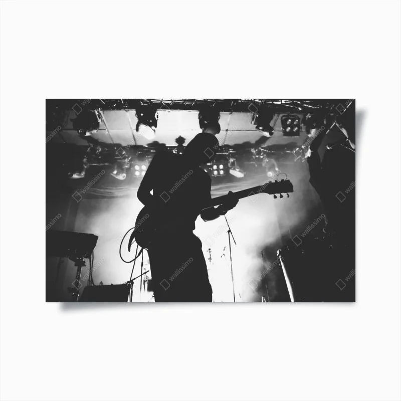 Plakat silweta gitarzysty na koncercie
