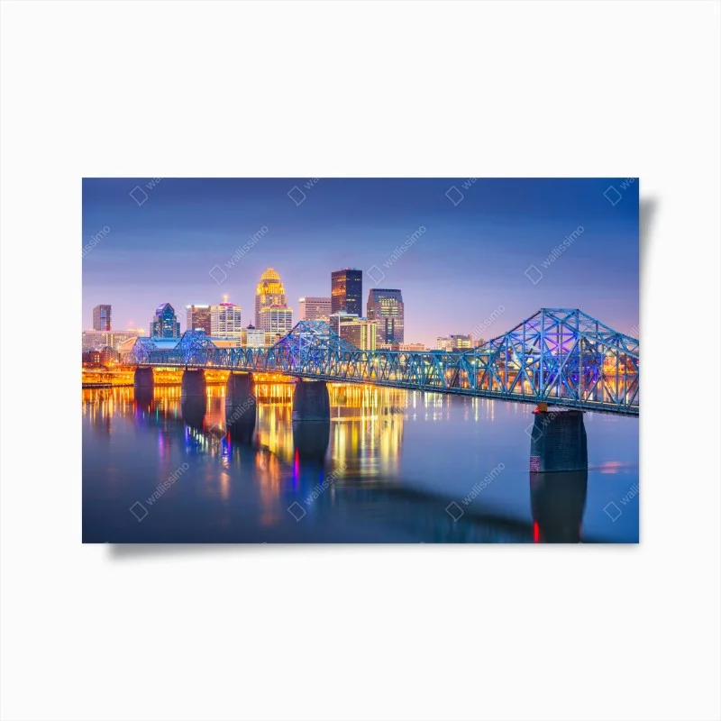 Plakat Louisville panorama o zmierzchu