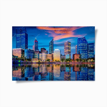 Plakat Perth panorama miasta o zachodzie słońca – Wallissimo®