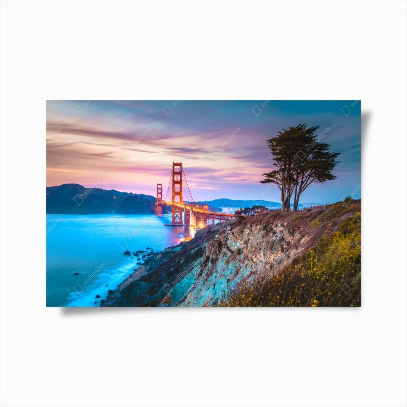 Plakat Golden Gate Bridge o zmierzchu
