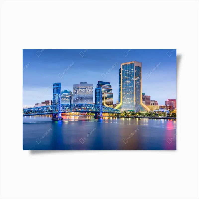 Plakat Jacksonville panorama miasta o zmierzchu – Wallissimo®