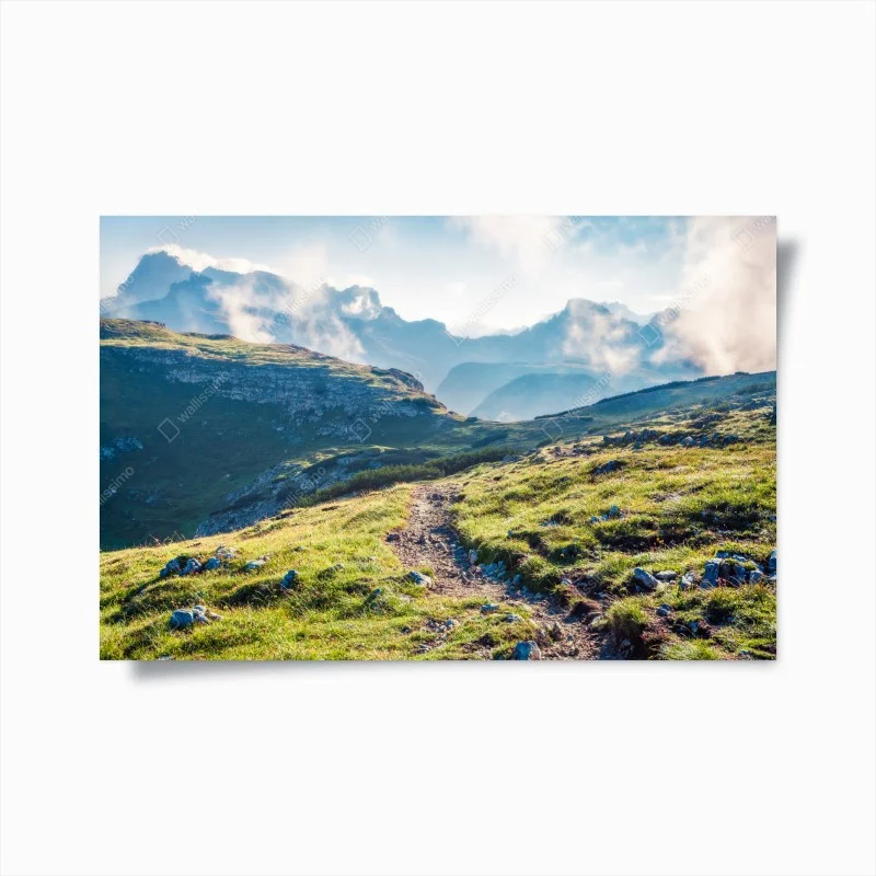 Plakat mglisty poranek na Monte Piana, Dolomity