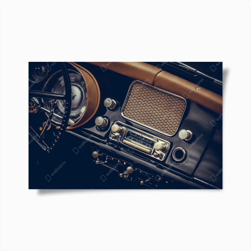 Plakat zabytkowa deska rozdzielcza samochodu