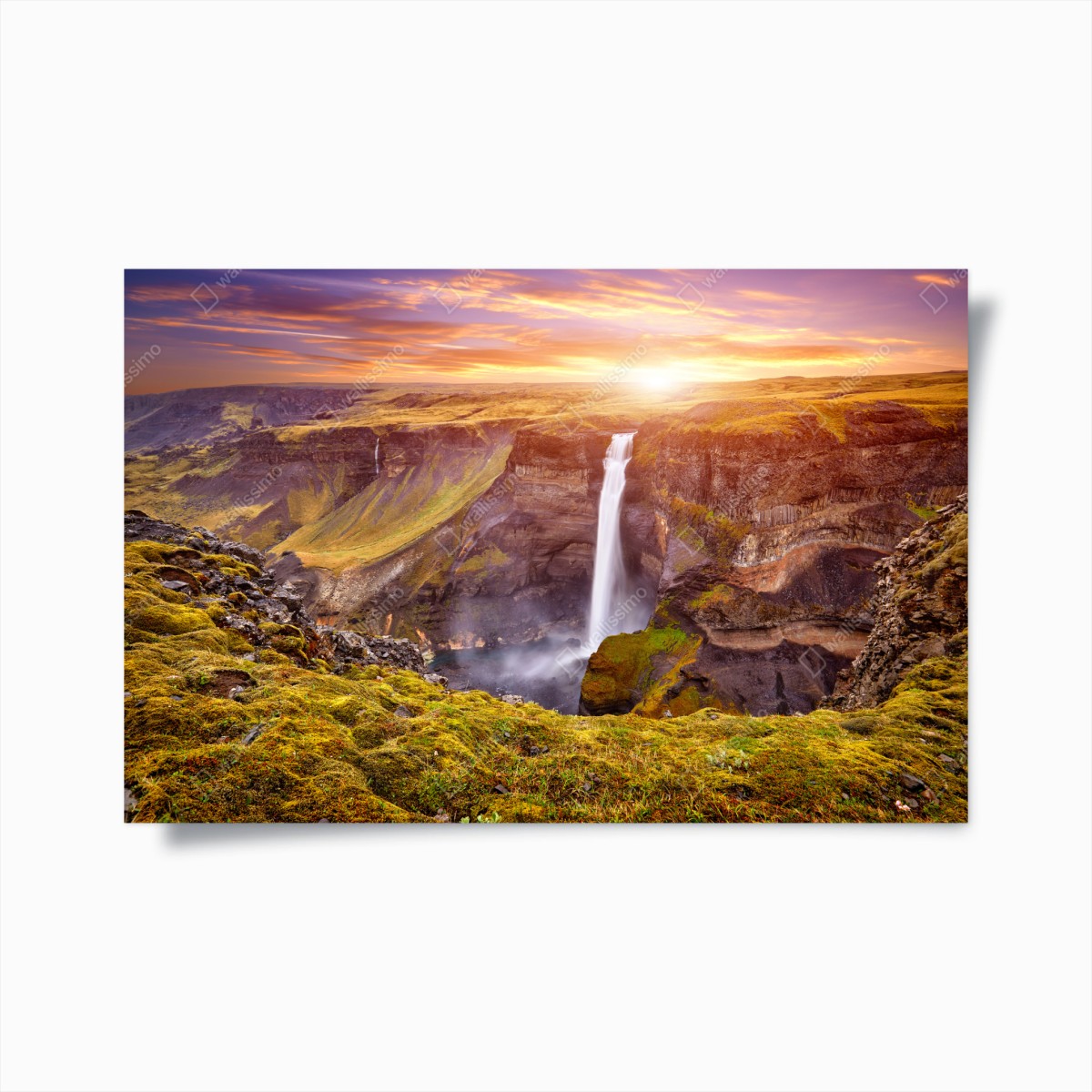 Plakat Haifoss wodospad o zachodzie słońca – Wallissimo®