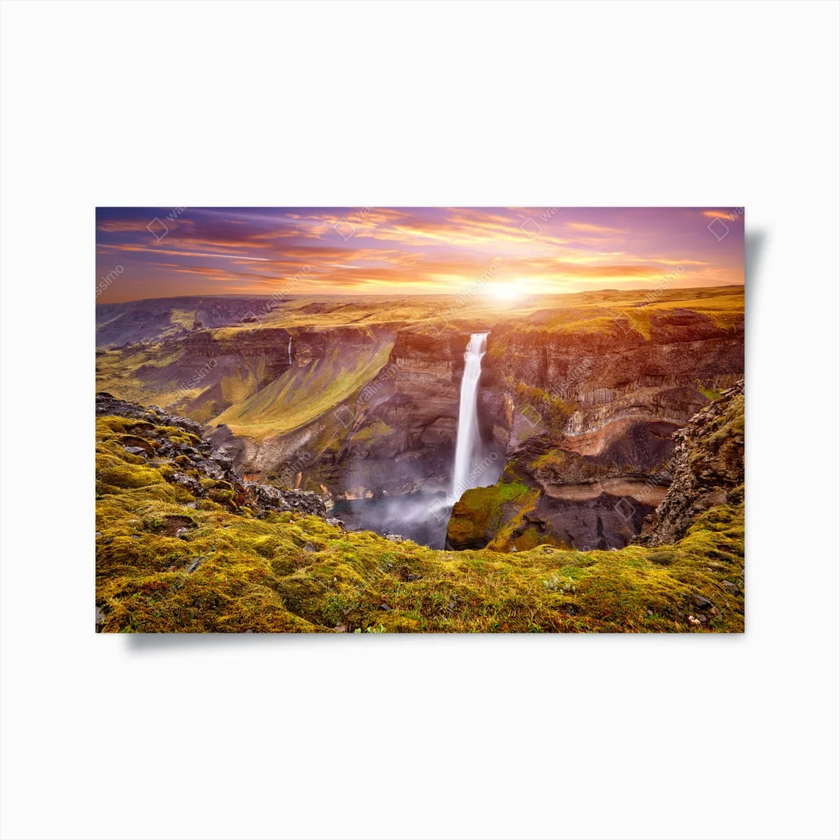 Plakat Haifoss wodospad o zachodzie słońca – Wallissimo® Plakat Haifoss wodospad o zachodzie słońca – Wallissimo®