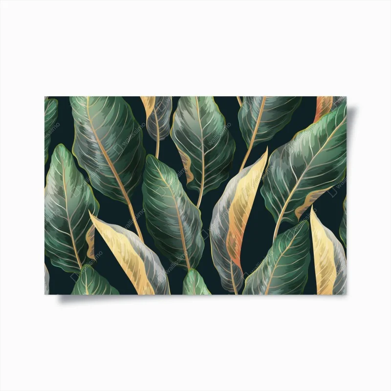 Plakat vintage tropikalny wzór z liśćmi