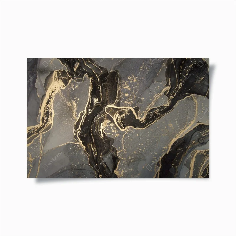 Plakat luksusowy czarno-złoty marmur abstrakcyjny