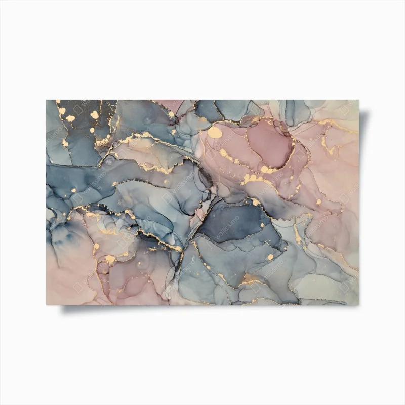 Plakat delikatne pastelowe płynne marmury ze złotymi żyłkami