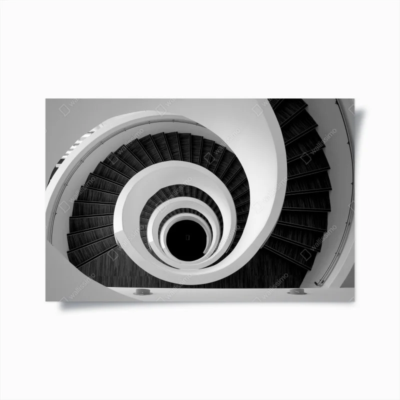 Plakat spiralne schody w monochromie