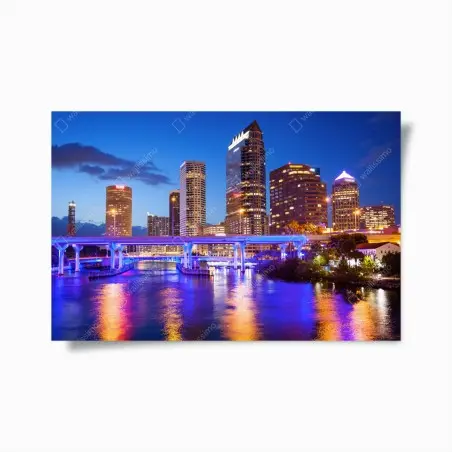 Plakat panorama Tampa nocą – Wallissimo®