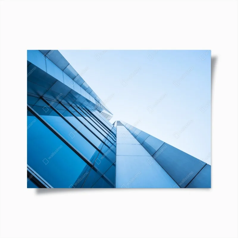 Plakat nowoczesna niebieska szklana elewacja