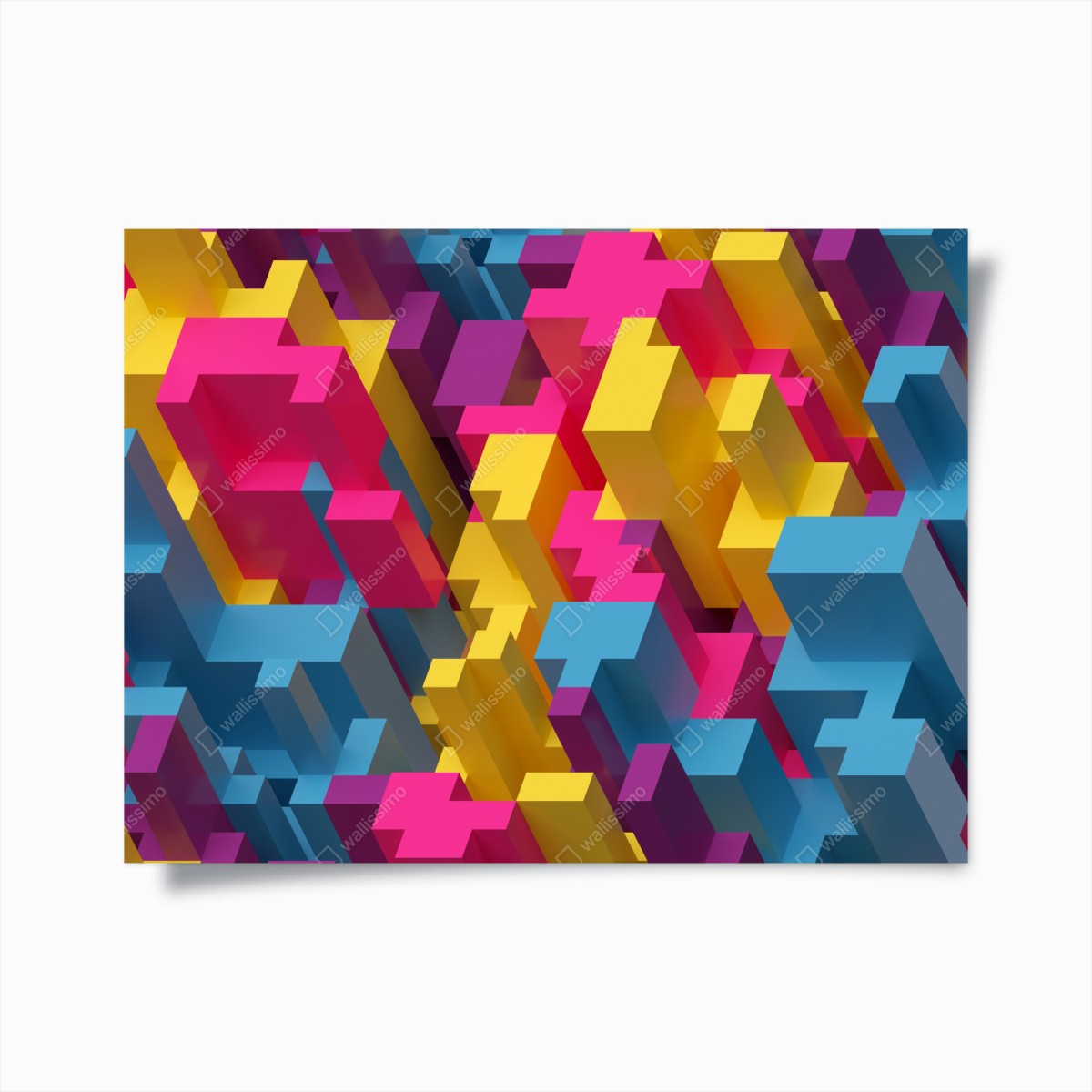 Plakat kolorowy wzór voxel 3d – Wallissimo®